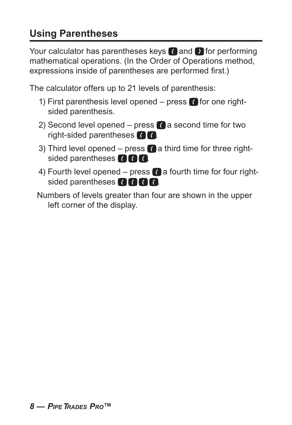Using parentheses | Calculated Industries 4095-C User Guide User Manual | Page 7 / 65