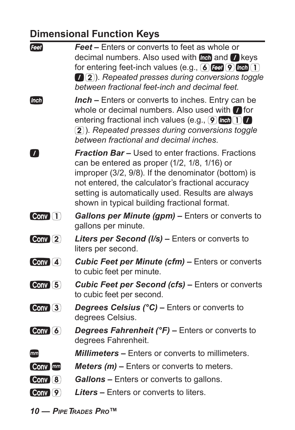 Dimensional function keys | Calculated Industries 4095-C User Guide User Manual | Page 9 / 65