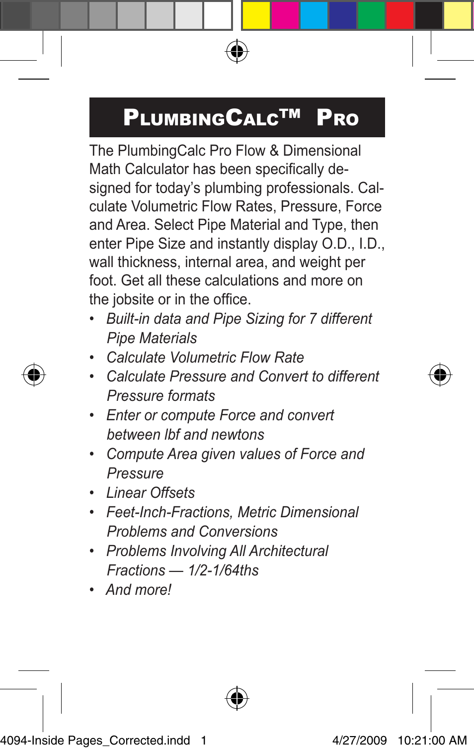 Calculated Industries 4094 Pocket Reference Guide User Manual | 38 pages