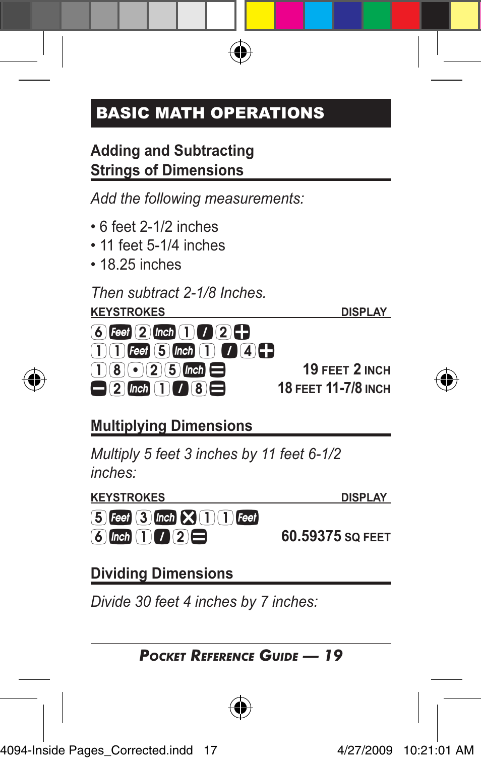Calculated Industries 4094 Pocket Reference Guide User Manual | Page 17 / 38