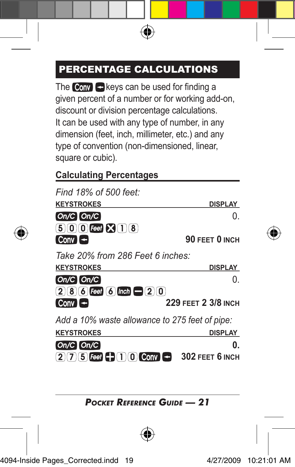 Calculated Industries 4094 Pocket Reference Guide User Manual | Page 19 / 38