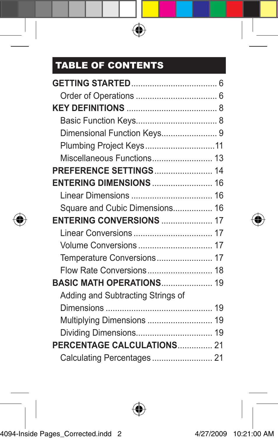 Calculated Industries 4094 Pocket Reference Guide User Manual | Page 2 / 38