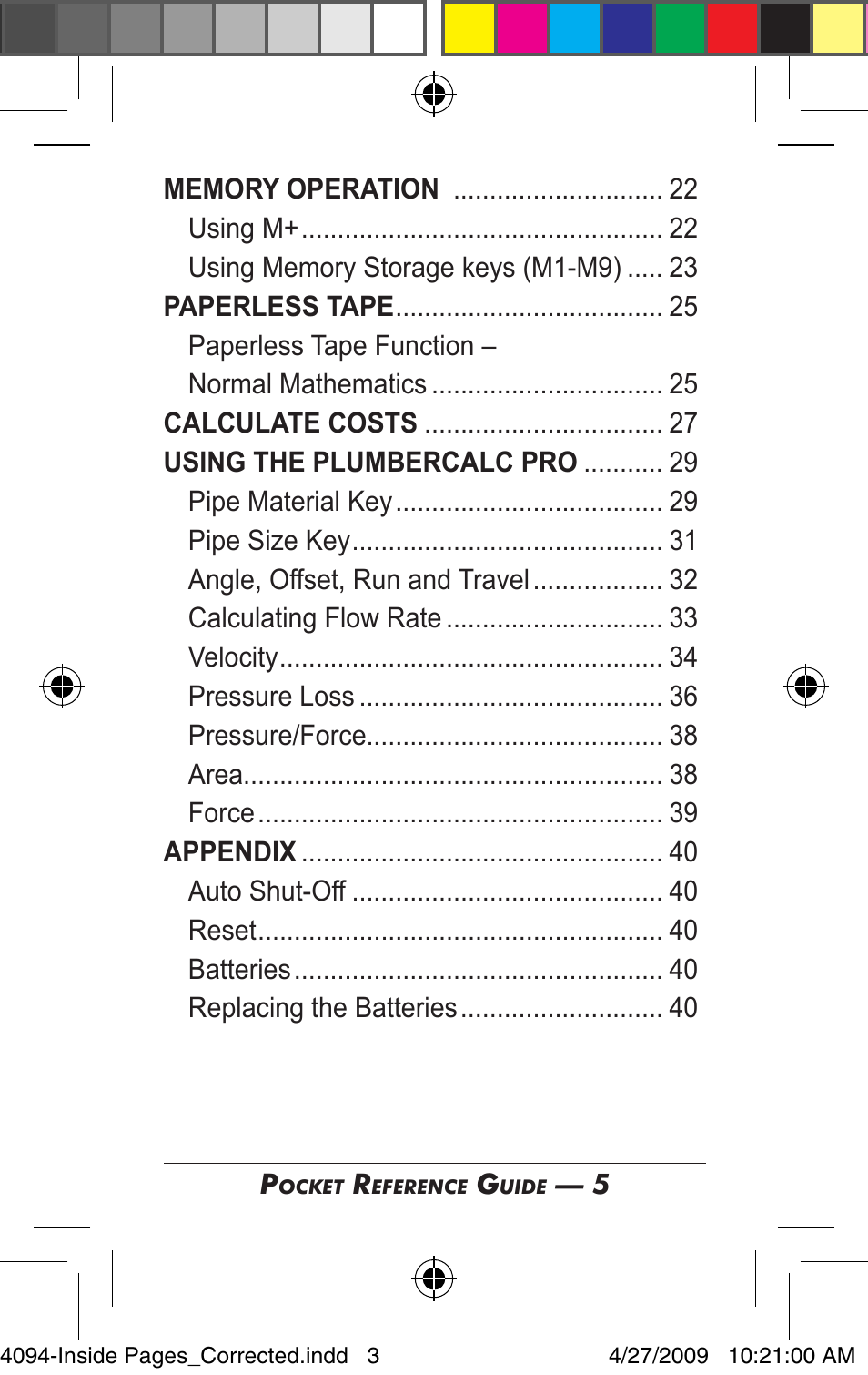 Calculated Industries 4094 Pocket Reference Guide User Manual | Page 3 / 38