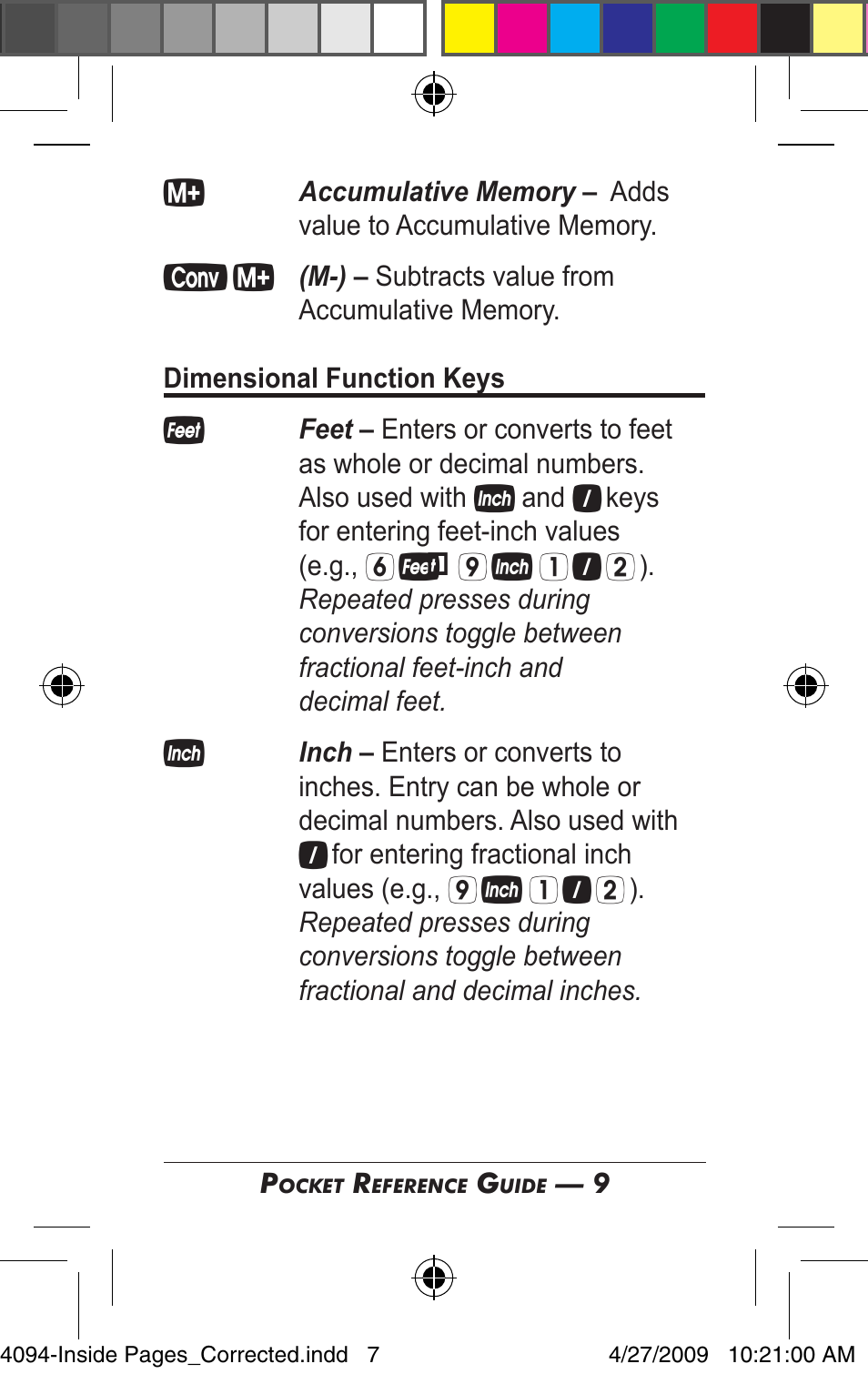 Calculated Industries 4094 Pocket Reference Guide User Manual | Page 7 / 38
