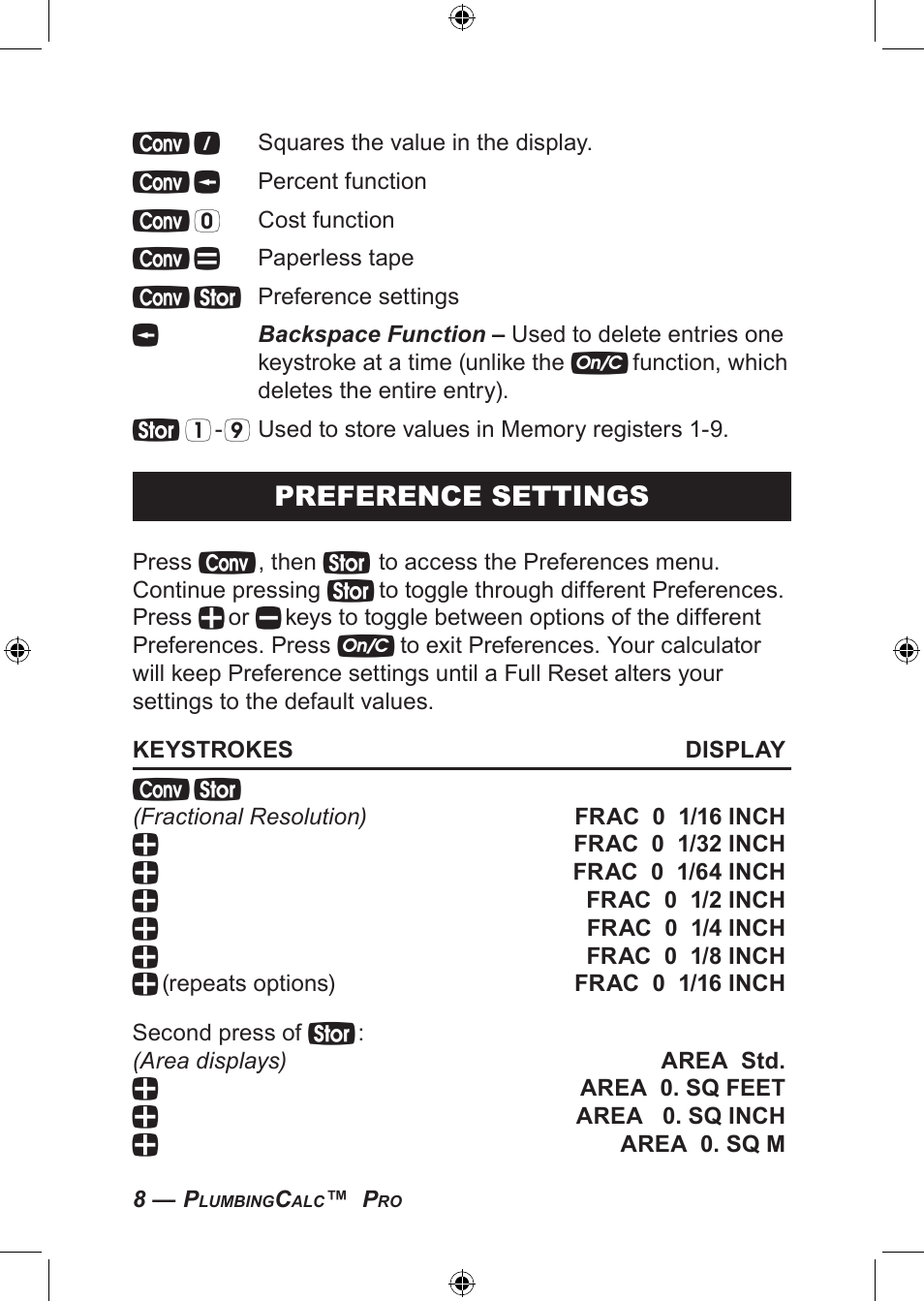 Preference settings | Calculated Industries 4094 User Guide User Manual | Page 10 / 44