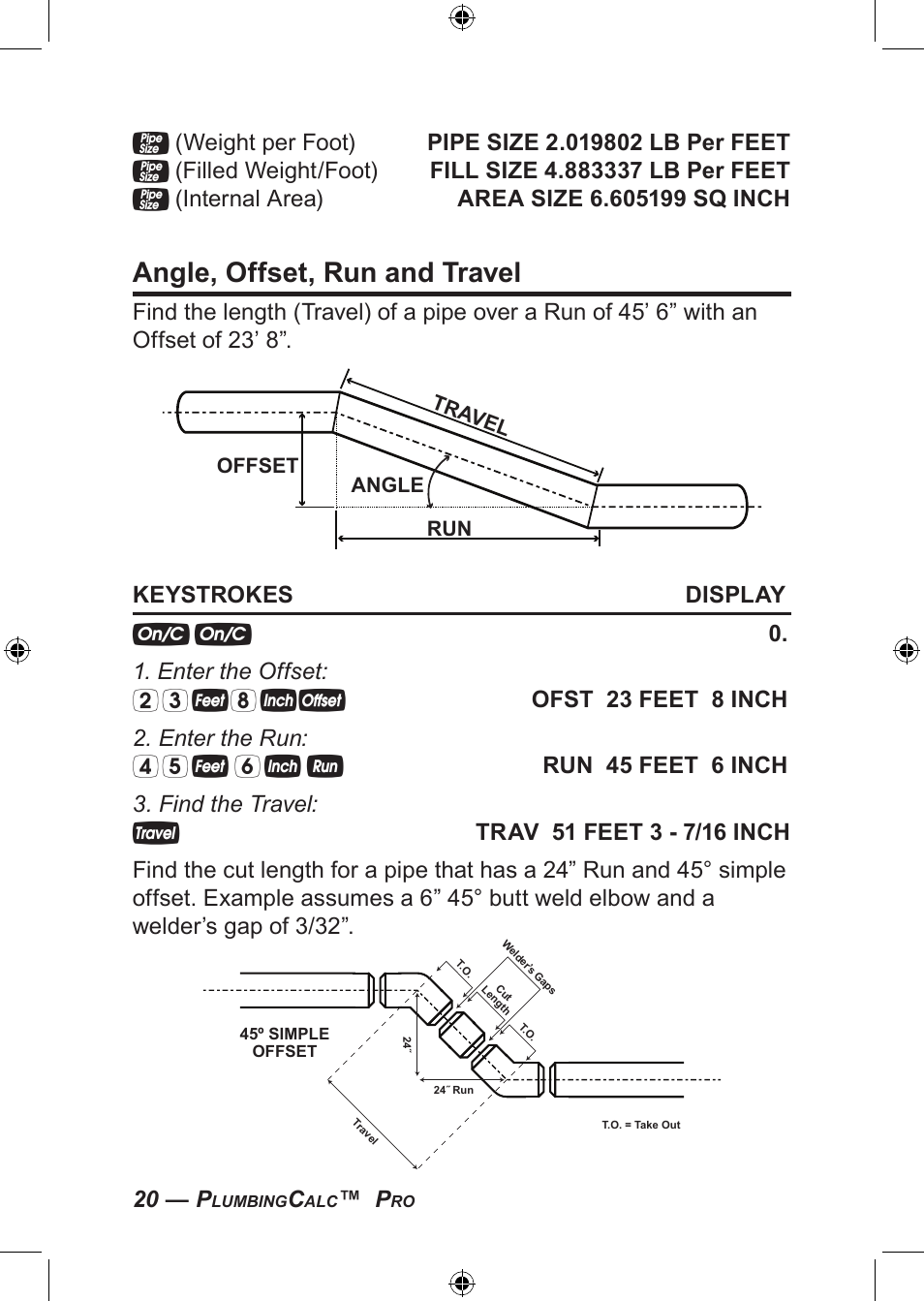 Angle, offset, run and travel | Calculated Industries 4094 User Guide User Manual | Page 22 / 44