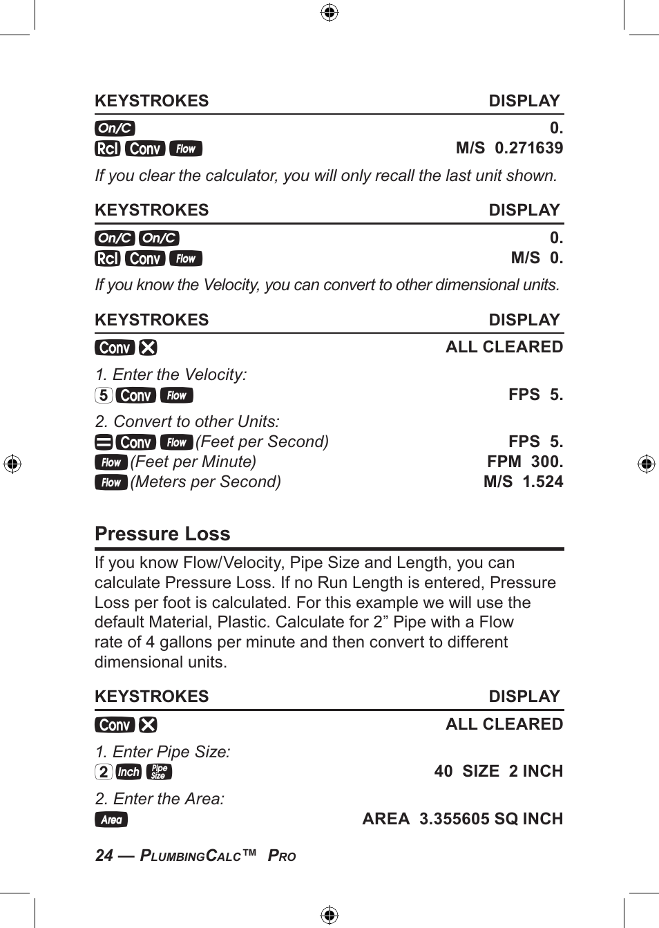 Pressure loss | Calculated Industries 4094 User Guide User Manual | Page 26 / 44