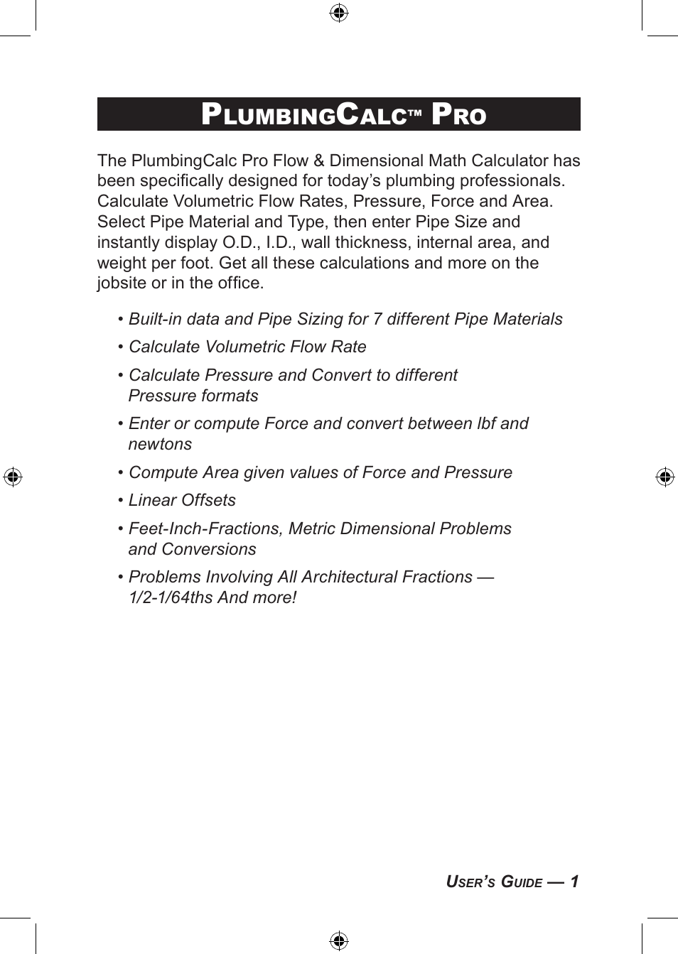 Lumbing | Calculated Industries 4094 User Guide User Manual | Page 3 / 44