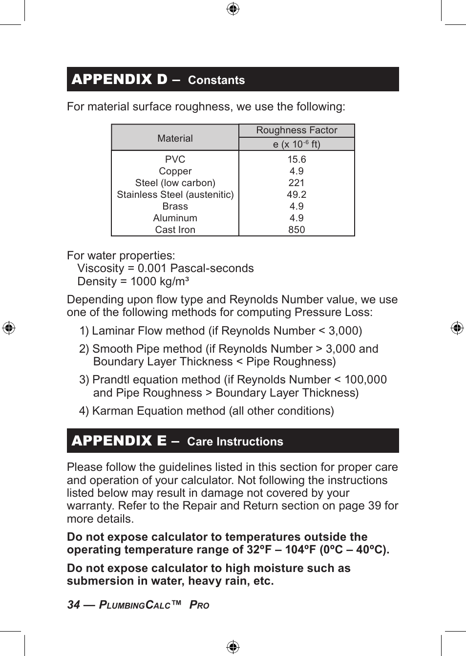 Appendix d, Appendix e | Calculated Industries 4094 User Guide User Manual | Page 36 / 44