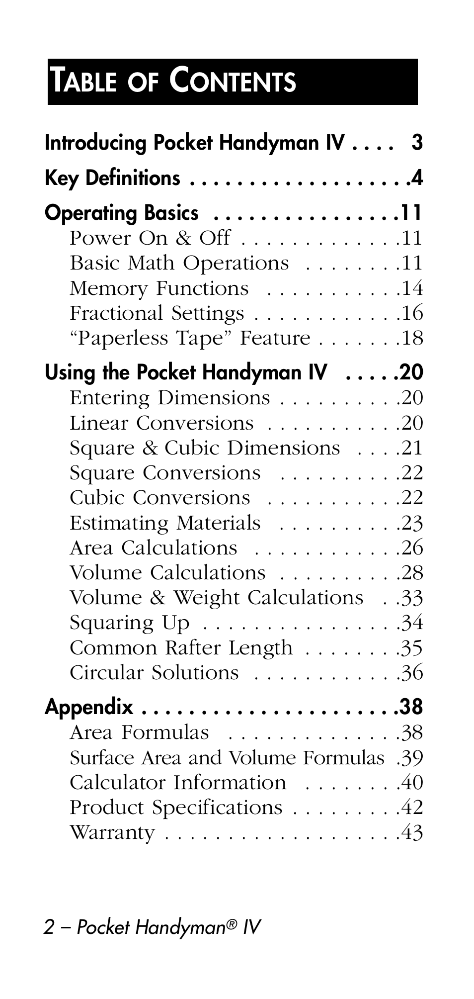 Calculated Industries 8545 User Manual | Page 2 / 48