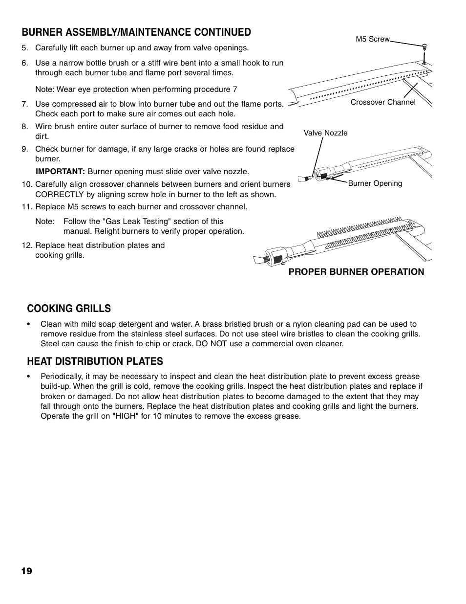 Burner assembly/maintenance continued, Cooking grills, Heat distribution plates | Brinkmann Charcoal/Gas Grill User Manual | Page 20 / 68