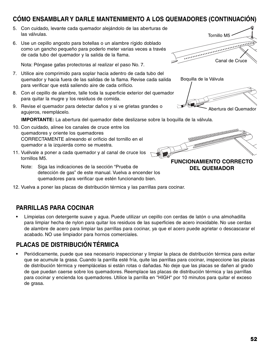 Parrillas para cocinar, Placas de distribución térmica | Brinkmann Charcoal/Gas Grill User Manual | Page 53 / 68