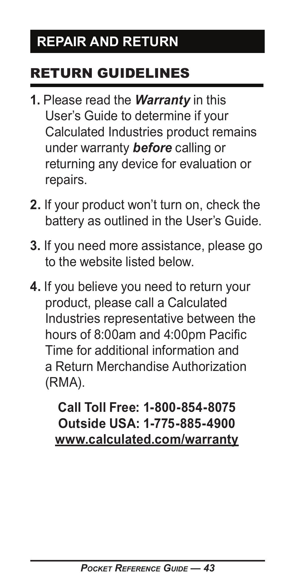 Calculated Industries 4400 User Manual | Page 44 / 50