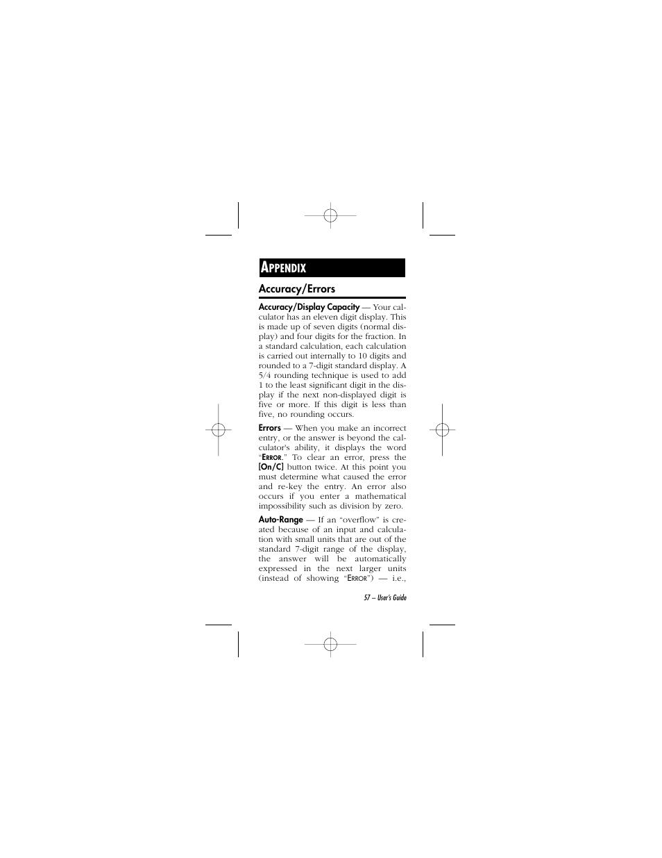 Ppendix | Calculated Industries 8015 User Manual | Page 57 / 64