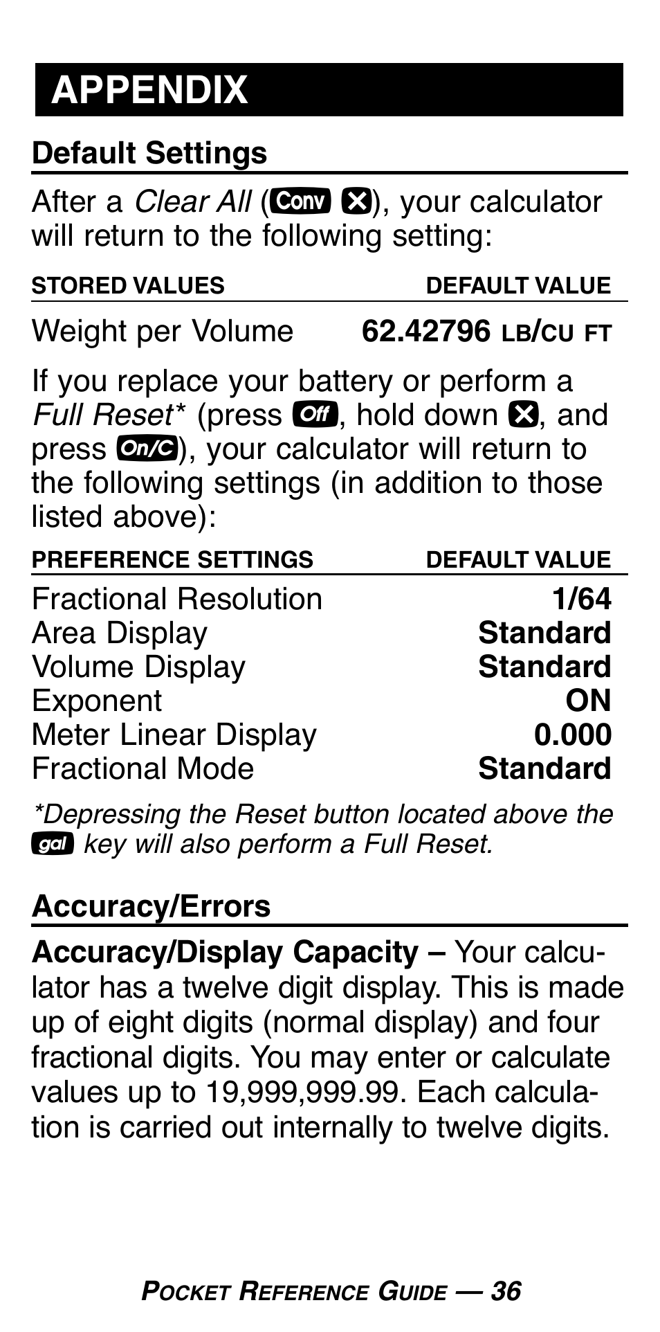 Appendix | Calculated Industries 8025 User Manual | Page 40 / 47