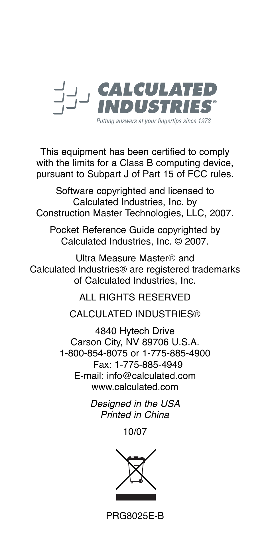 Calculated Industries 8025 User Manual | Page 47 / 47