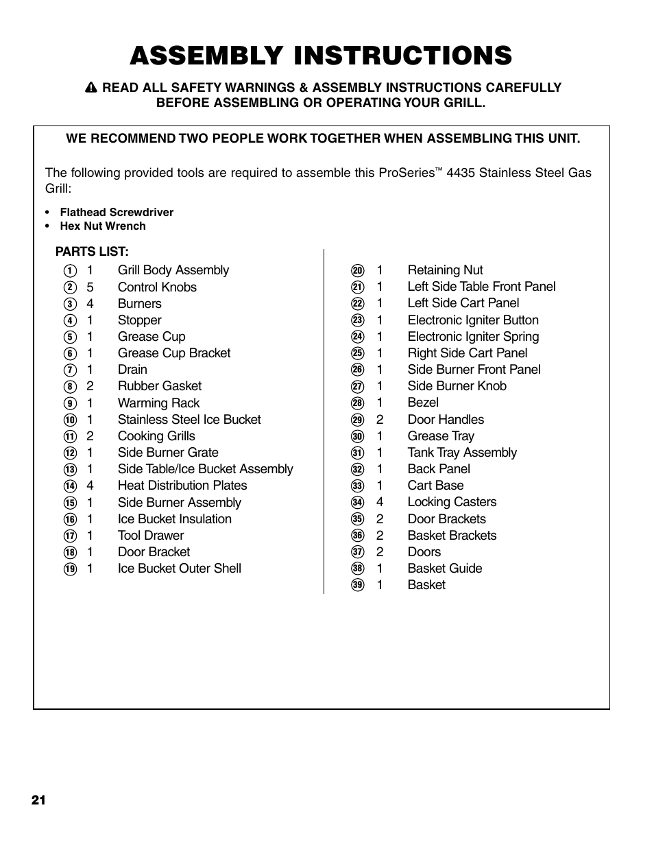 Assembly instructions | Brinkmann Series 4435 User Manual | Page 22 / 36