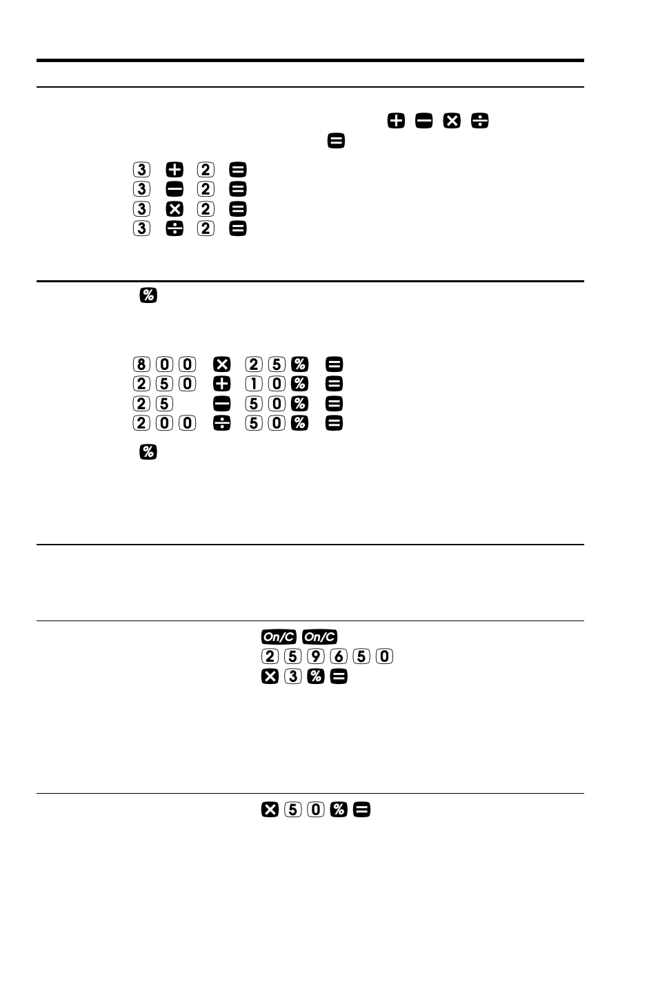 Basic arithmetic examples, Arithmetic, Percentage calculations | Figuring straight % commission | Calculated Industries 3442 User Manual | Page 21 / 90