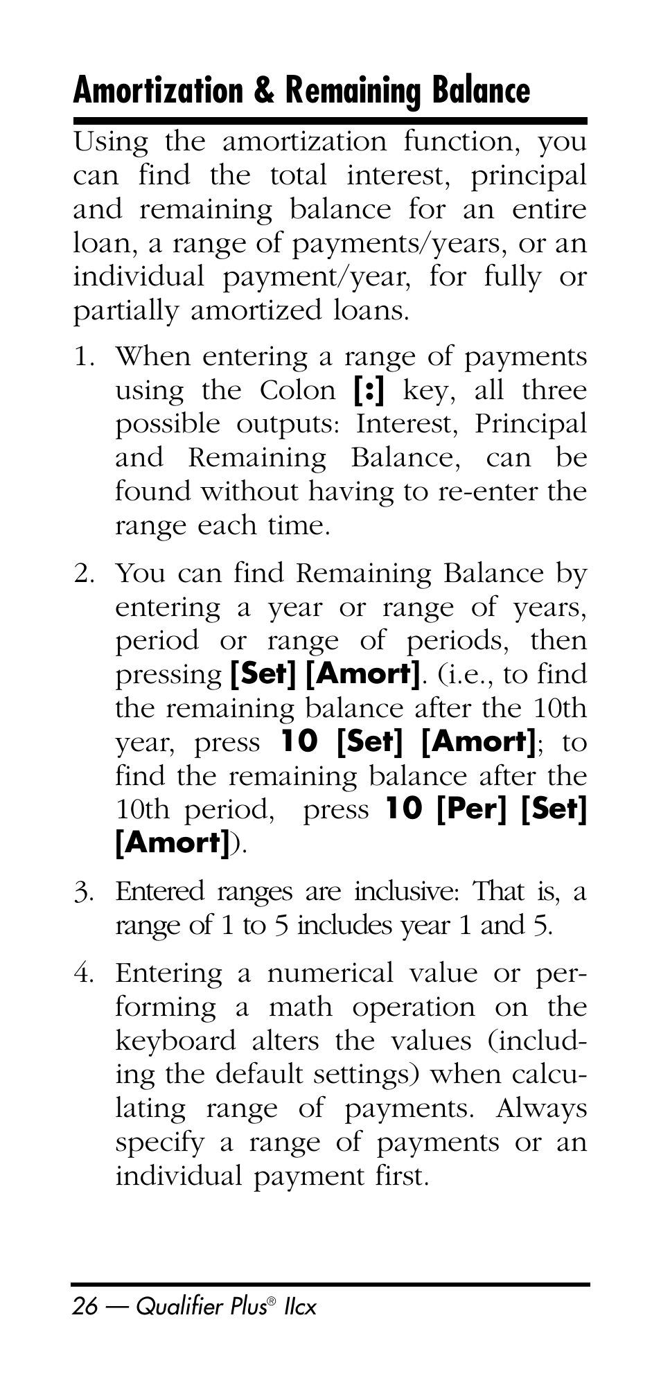 Amortization & remaining balance | Calculated Industries 3126 User Manual | Page 26 / 64