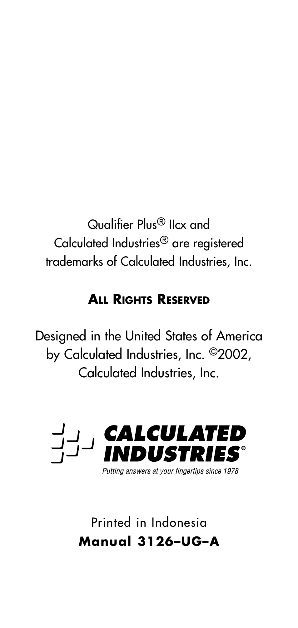 Calculated Industries 3126 User Manual | Page 64 / 64