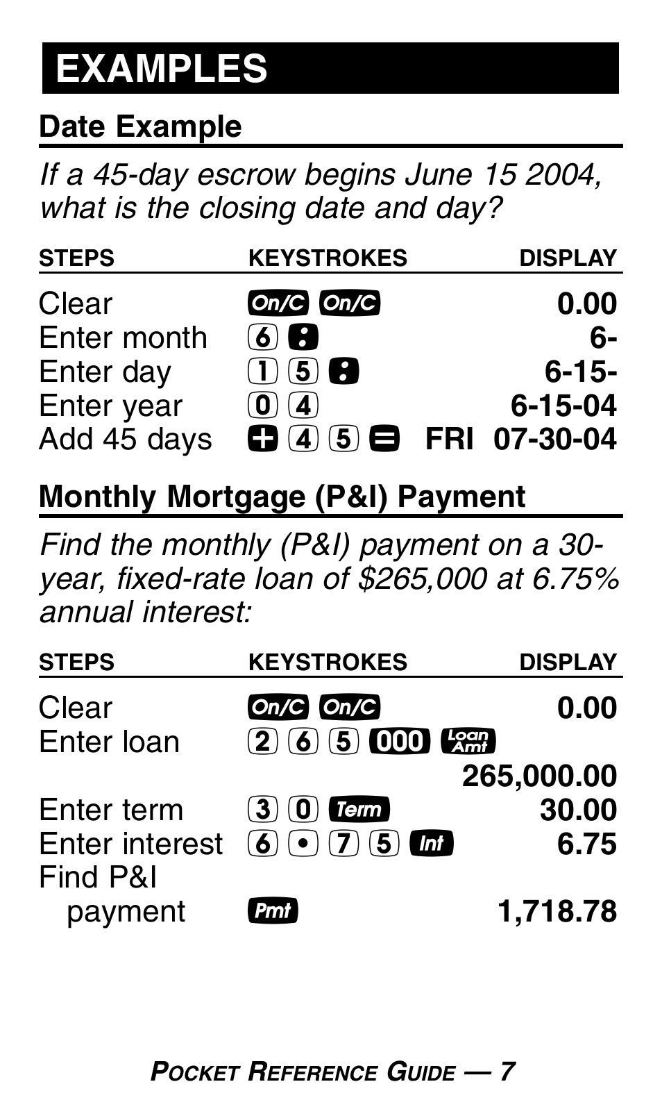 Examples | Calculated Industries 3430 Pocket Reference Guide User Manual | Page 11 / 43