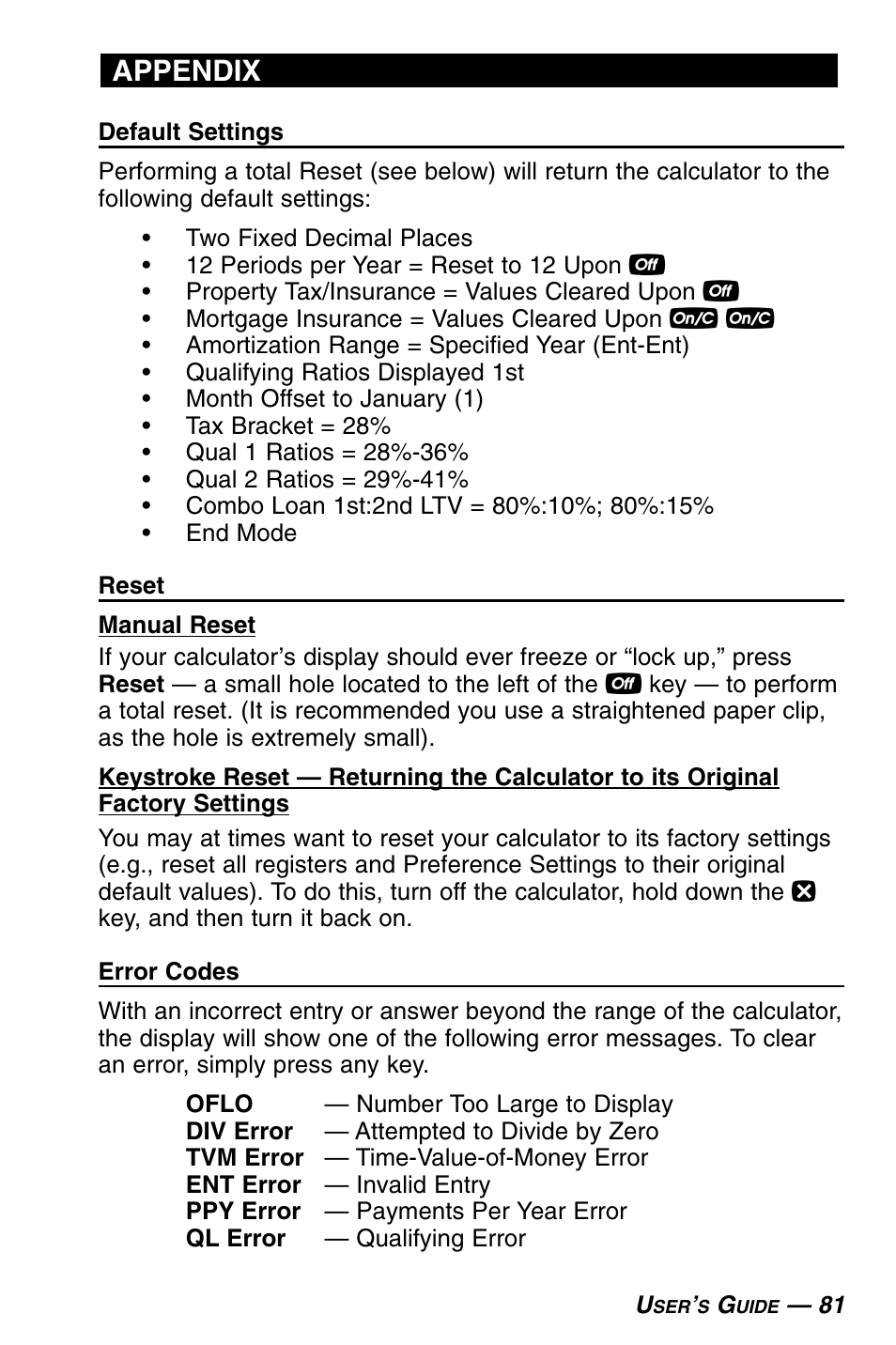 Appendix | Calculated Industries 3430 User Guide User Manual | Page 82 / 89