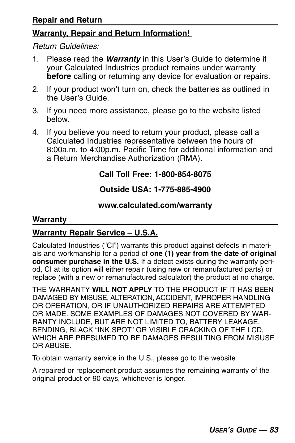 Calculated Industries 3430 User Guide User Manual | Page 84 / 89