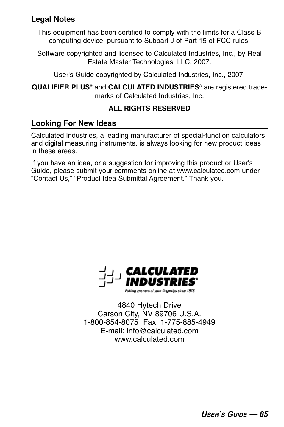 Calculated Industries 3430 User Guide User Manual | Page 86 / 89