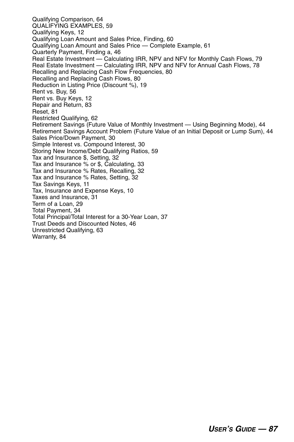 Calculated Industries 3430 User Guide User Manual | Page 88 / 89