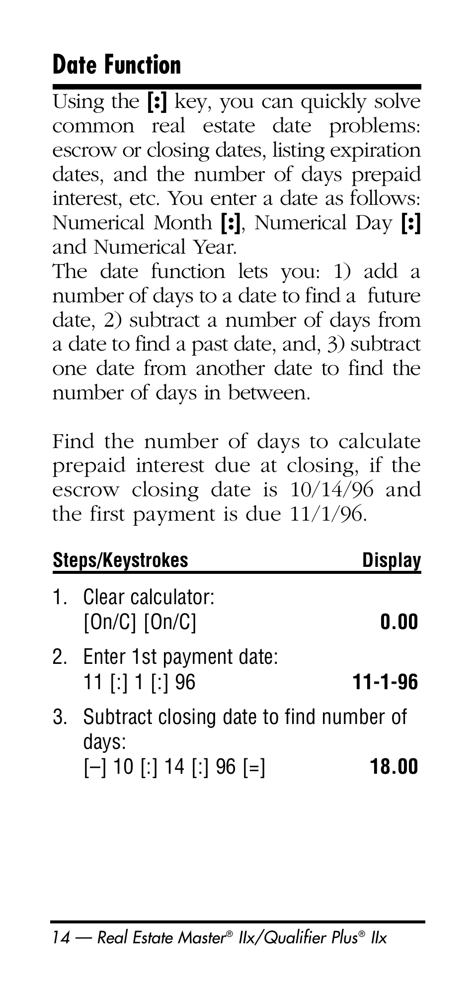 Date function | Calculated Industries 3125 User Manual | Page 14 / 64