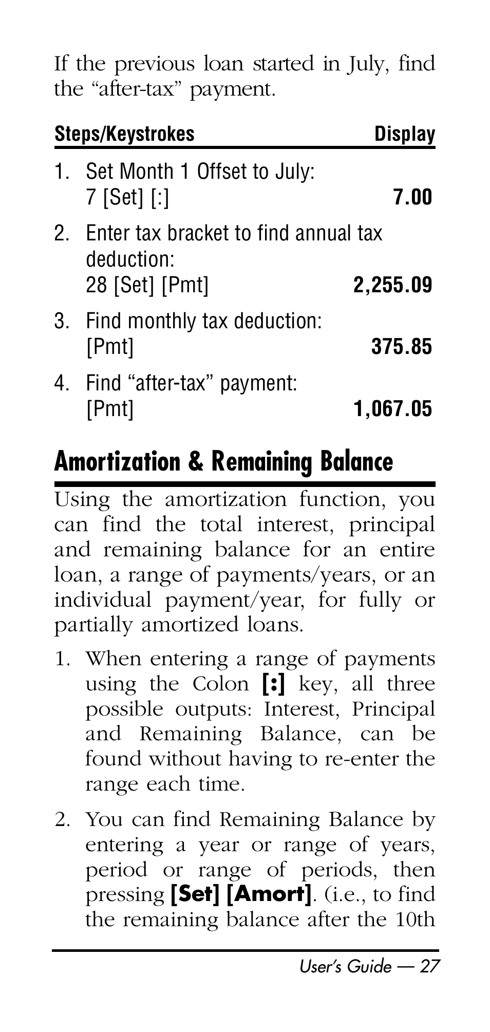 Amortization & remaining balance | Calculated Industries 3125 User Manual | Page 27 / 64