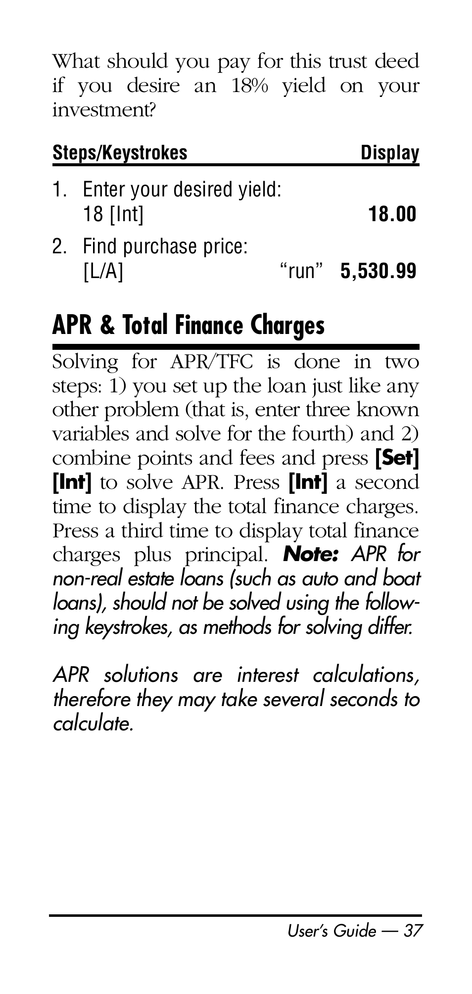 Apr & total finance charges | Calculated Industries 3125 User Manual | Page 37 / 64