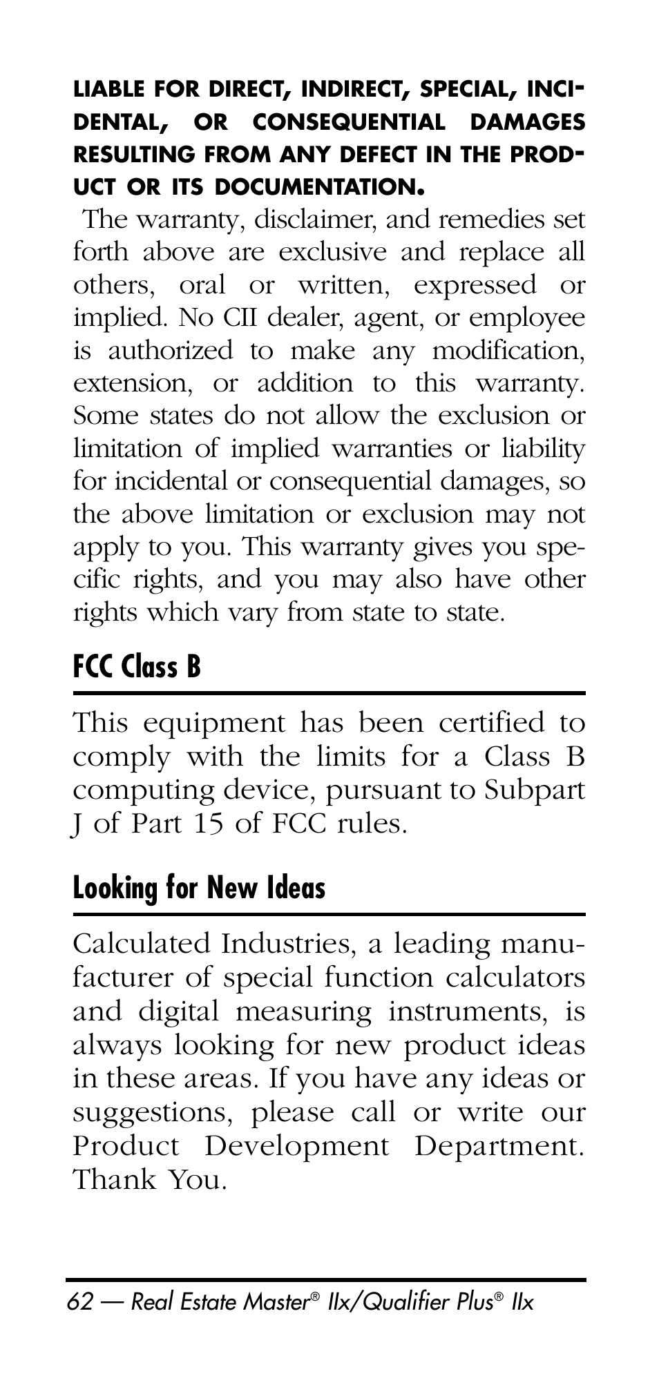 Calculated Industries 3125 User Manual | Page 62 / 64