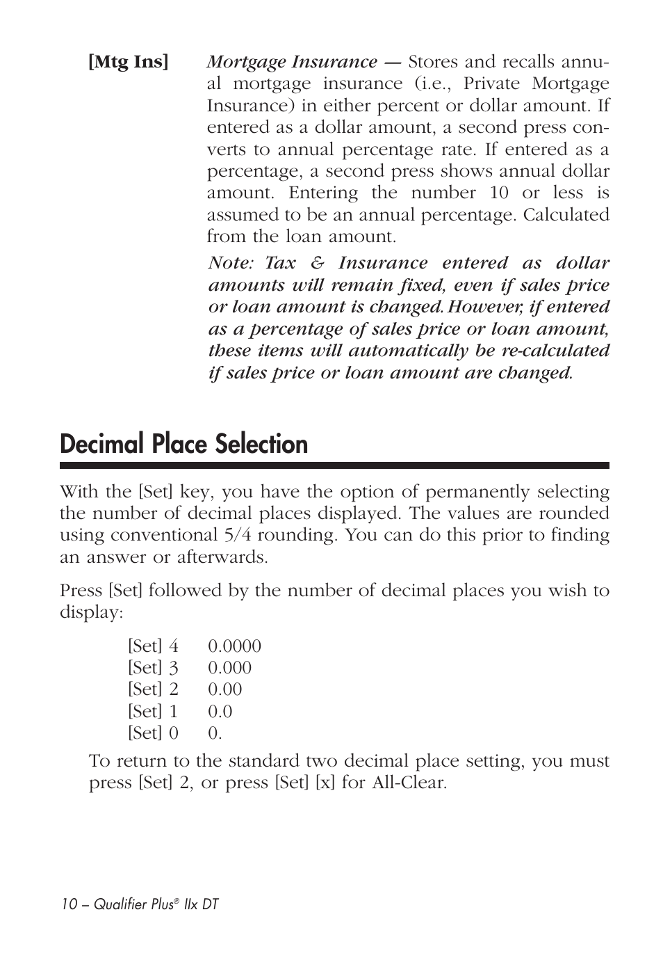 Decimal place selection | Calculated Industries 43285 User Manual | Page 11 / 51