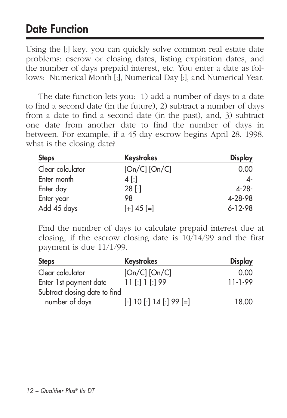 Date function | Calculated Industries 43285 User Manual | Page 13 / 51