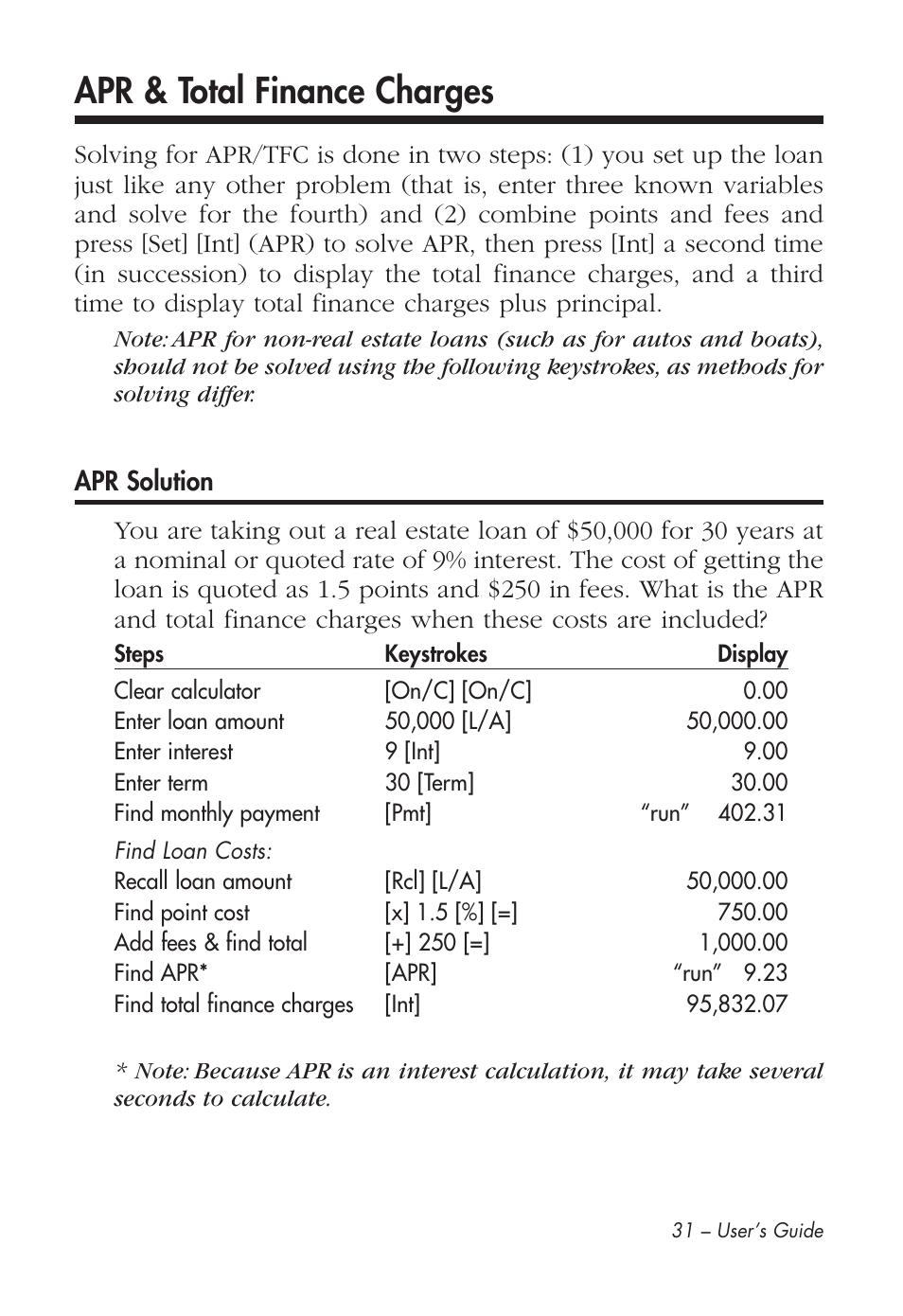 Apr & total finance charges | Calculated Industries 43285 User Manual | Page 32 / 51