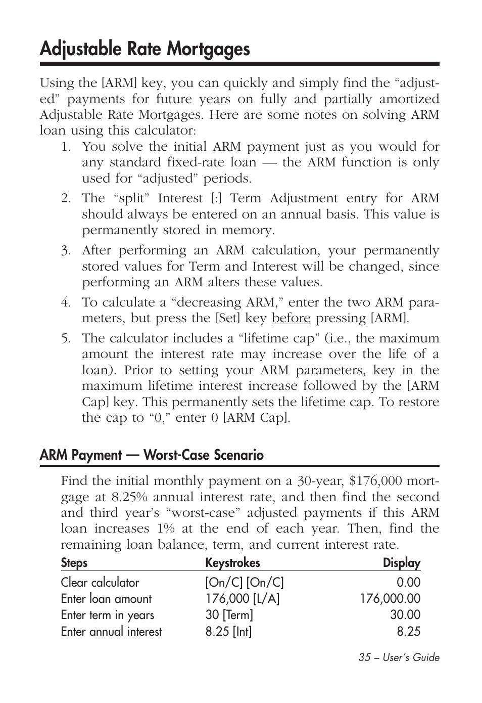 Adjustable rate mortgages | Calculated Industries 43285 User Manual | Page 36 / 51