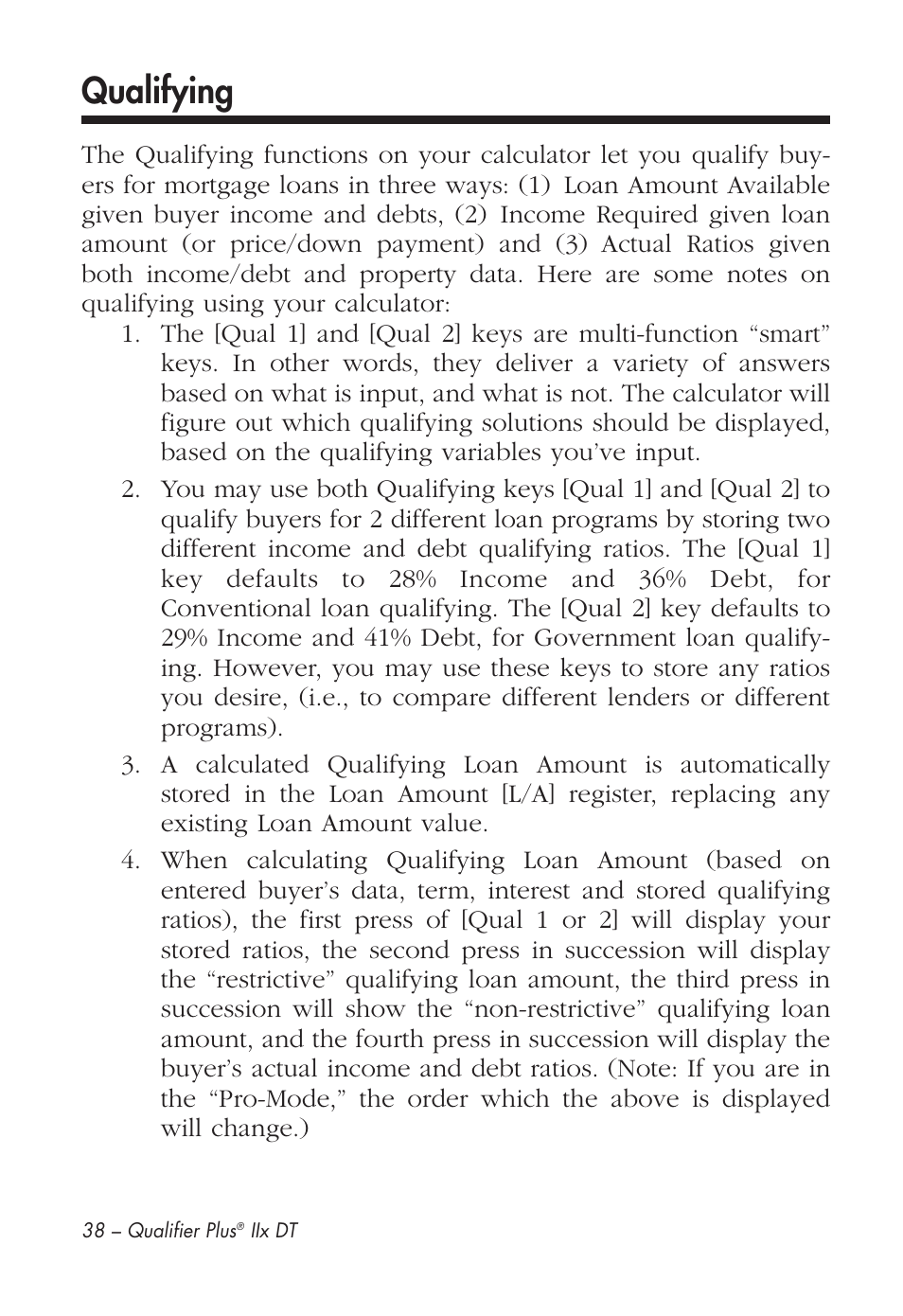 Qualifying | Calculated Industries 43285 User Manual | Page 39 / 51