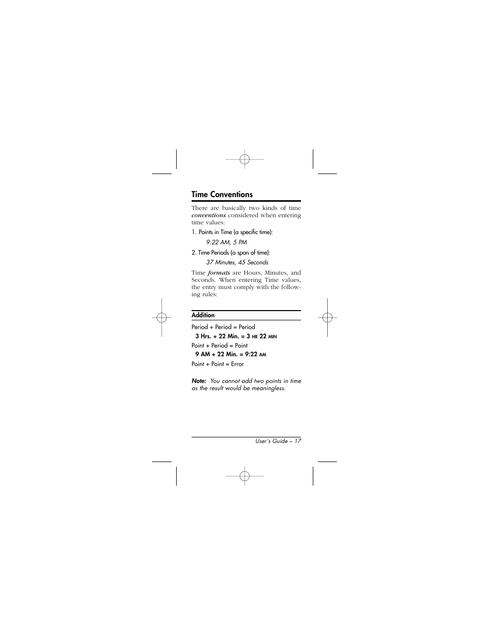 Time conventions | Calculated Industries 9526 User Manual | Page 17 / 56