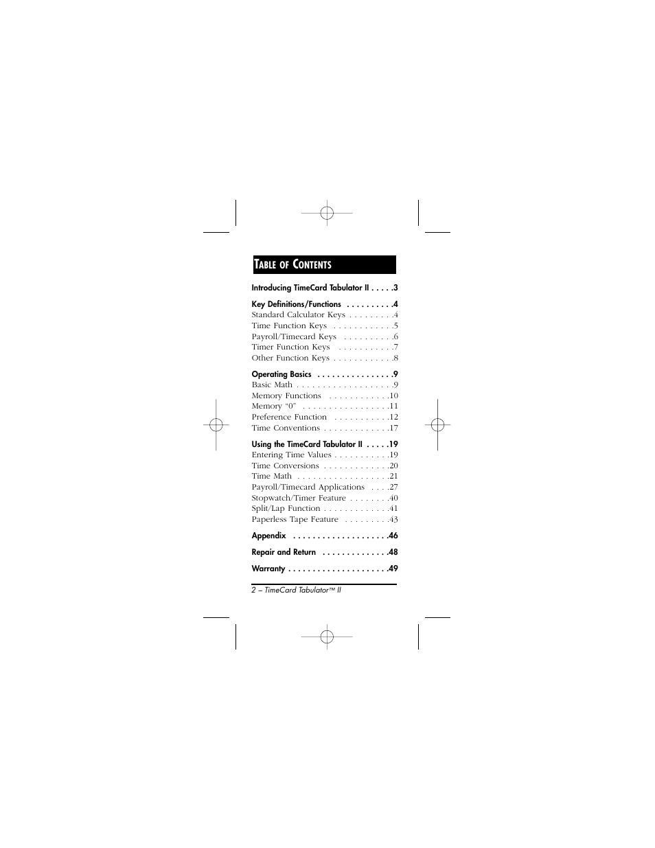 Calculated Industries 9526 User Manual | Page 2 / 56