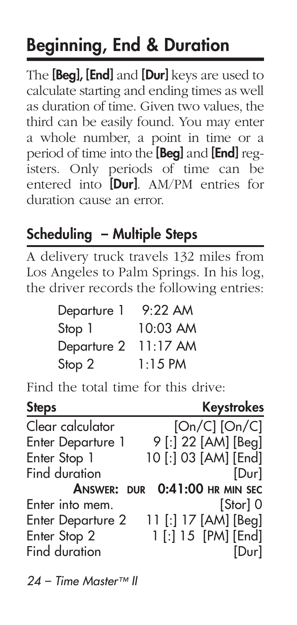 Beginning, end & duration | Calculated Industries 9126 User Manual | Page 24 / 40