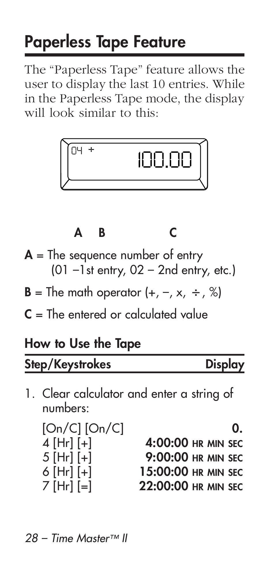 Paperless tape feature | Calculated Industries 9126 User Manual | Page 28 / 40