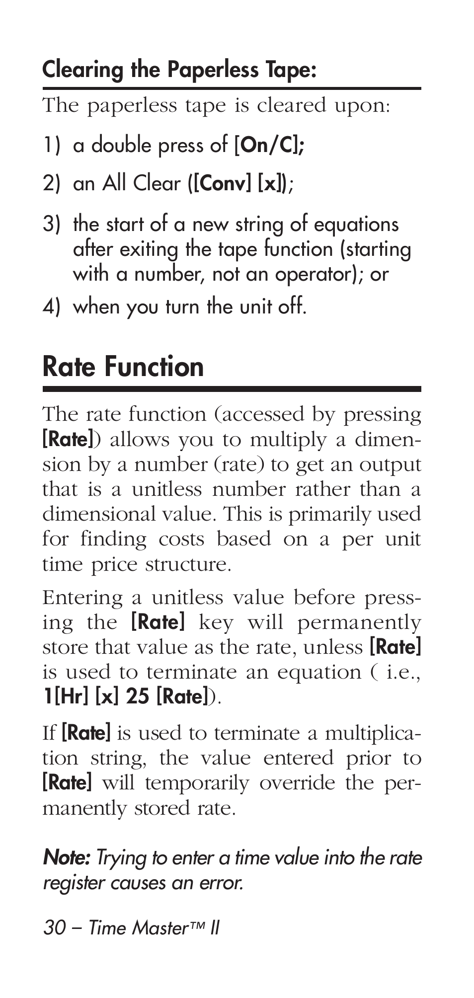 Rate function | Calculated Industries 9126 User Manual | Page 30 / 40