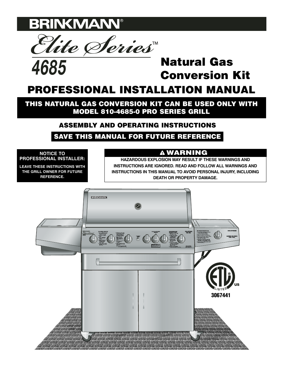 Brinkmann ELITE SERIES 4685 User Manual | 28 pages