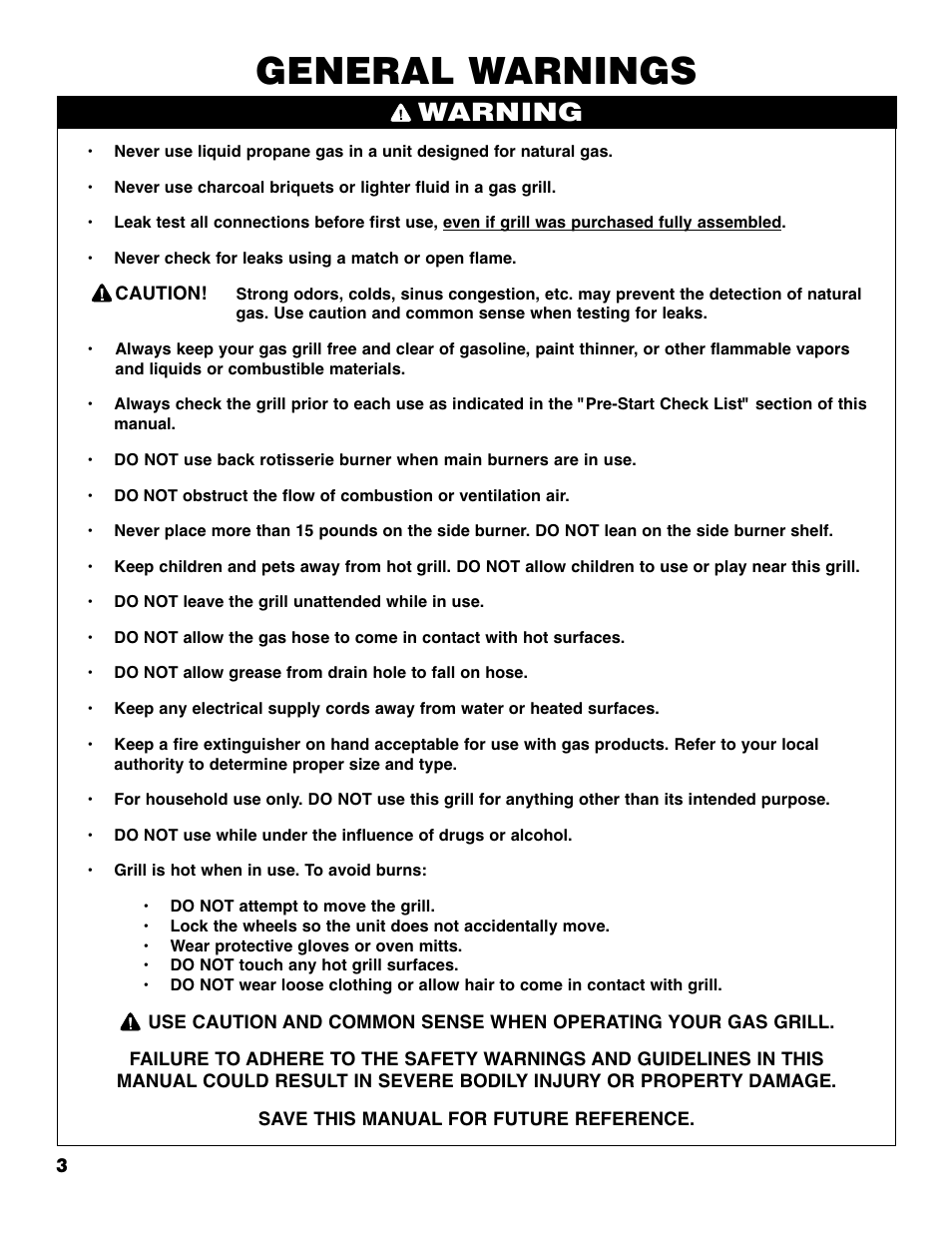 General warnings, Warning | Brinkmann ELITE SERIES 4685 User Manual | Page 4 / 28