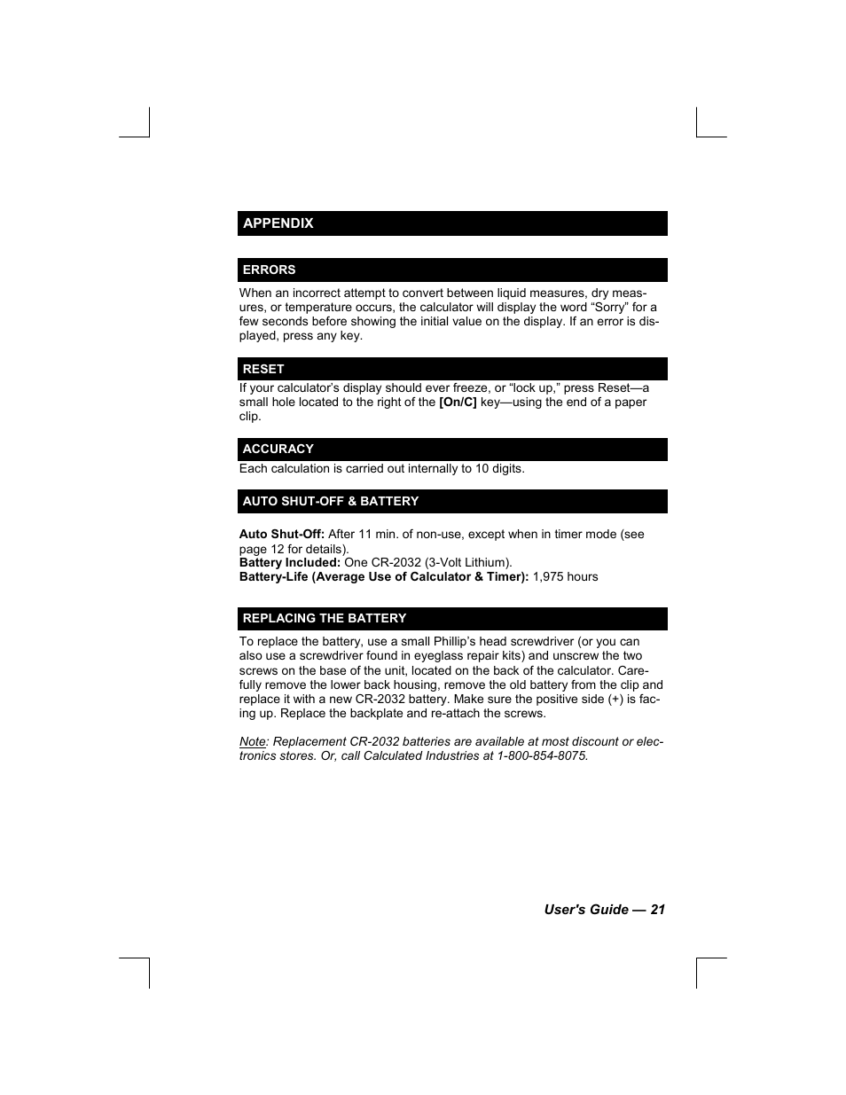Calculated Industries 8304 User Manual | Page 21 / 23