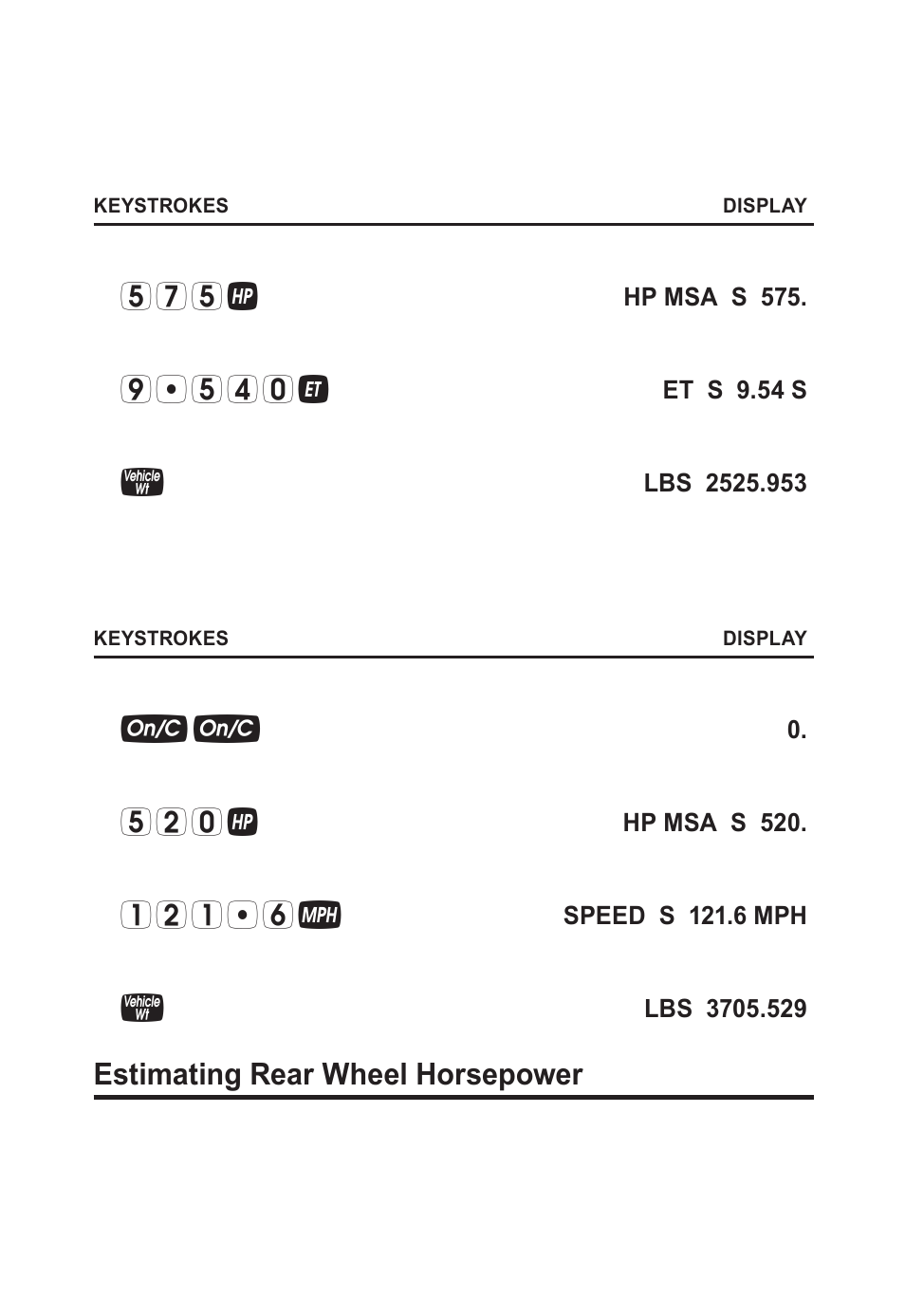 Estimating rear wheel horsepower | Calculated Industries 8703 User Manual | Page 35 / 70