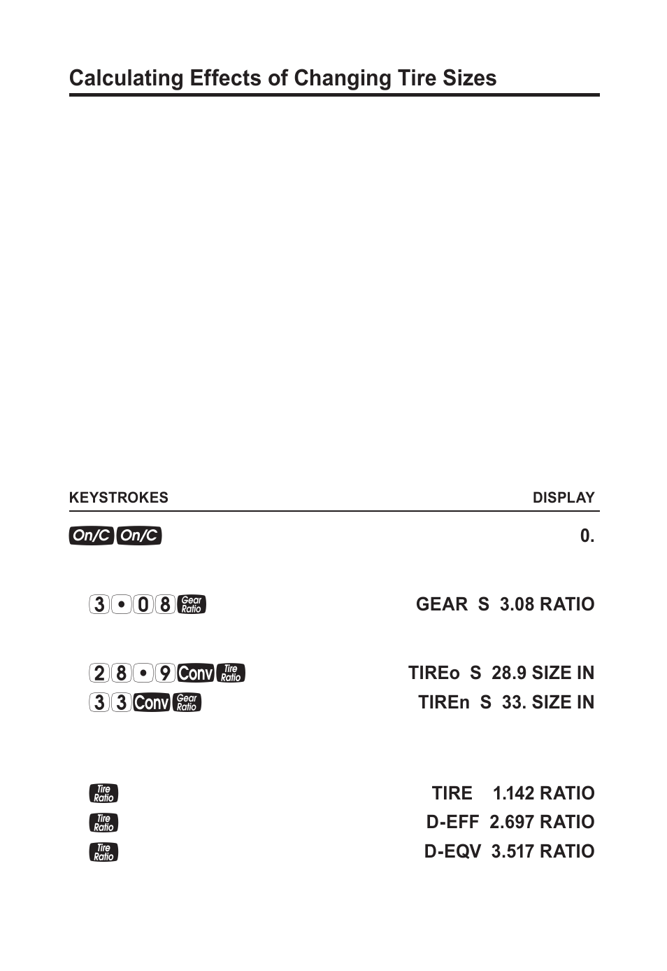 Calculating effects of changing tire sizes | Calculated Industries 8703 User Manual | Page 37 / 70