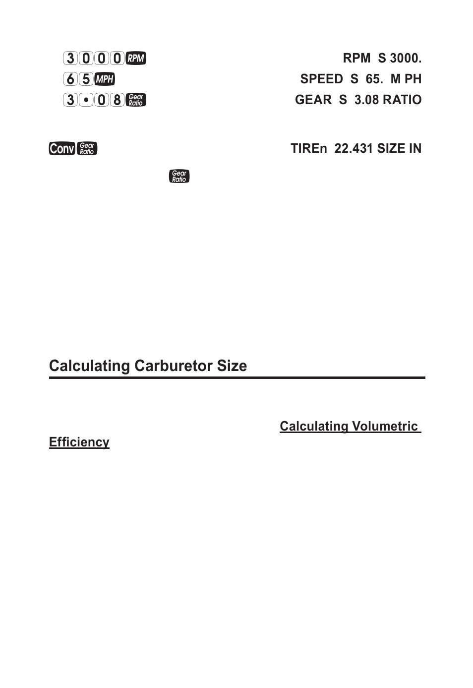 Calculating carburetor size | Calculated Industries 8703 User Manual | Page 42 / 70