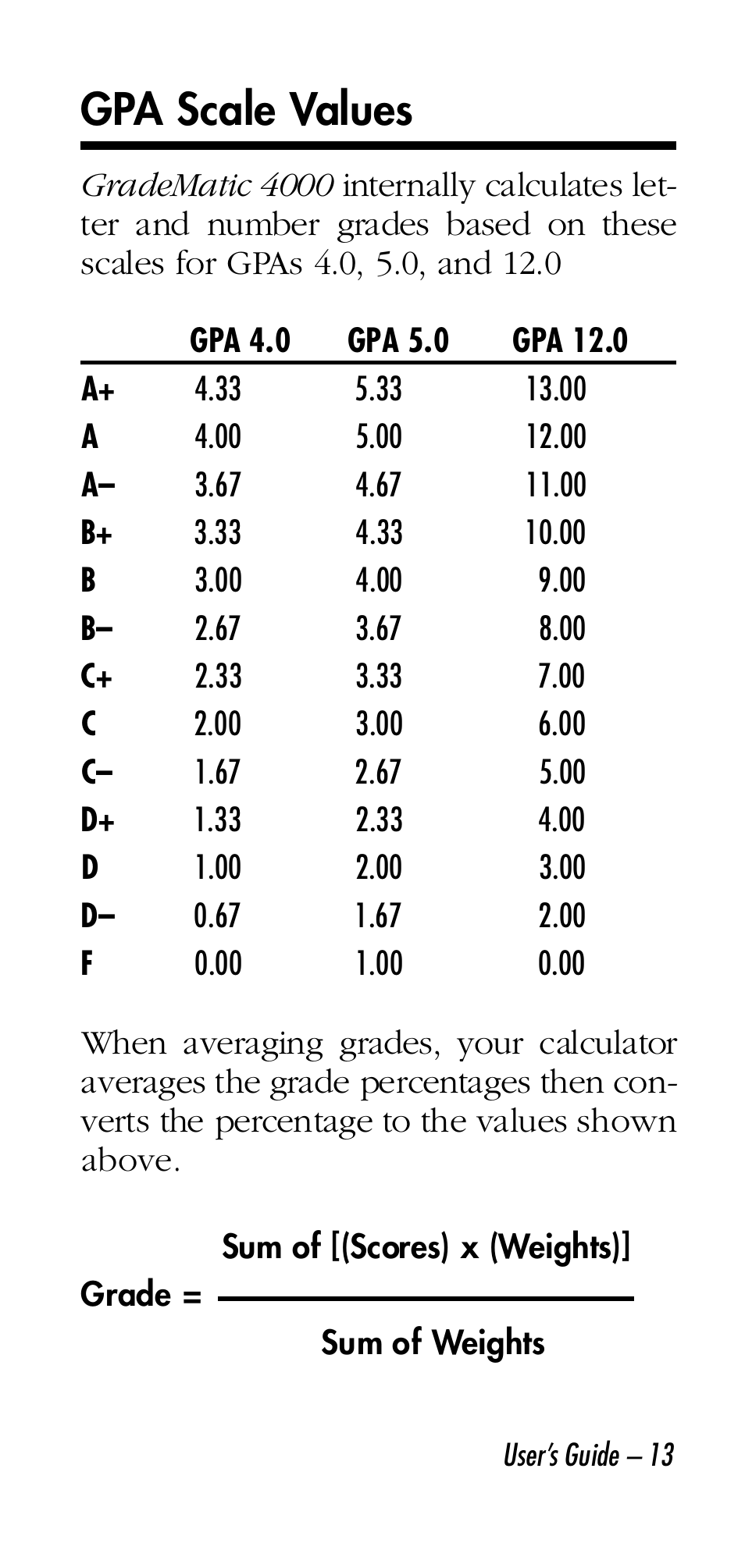 G pa scale values | Calculated Industries 3058 User Manual | Page 13 / 64